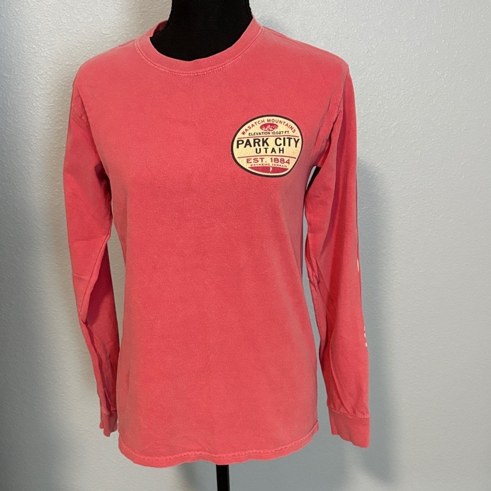 Park City Utah Long Sleeve Tee in Coral Pink